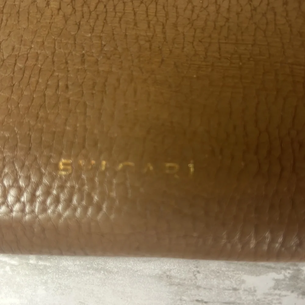 BVLGARI Bulgari Brown Pebbled Leather Wallet Clutch